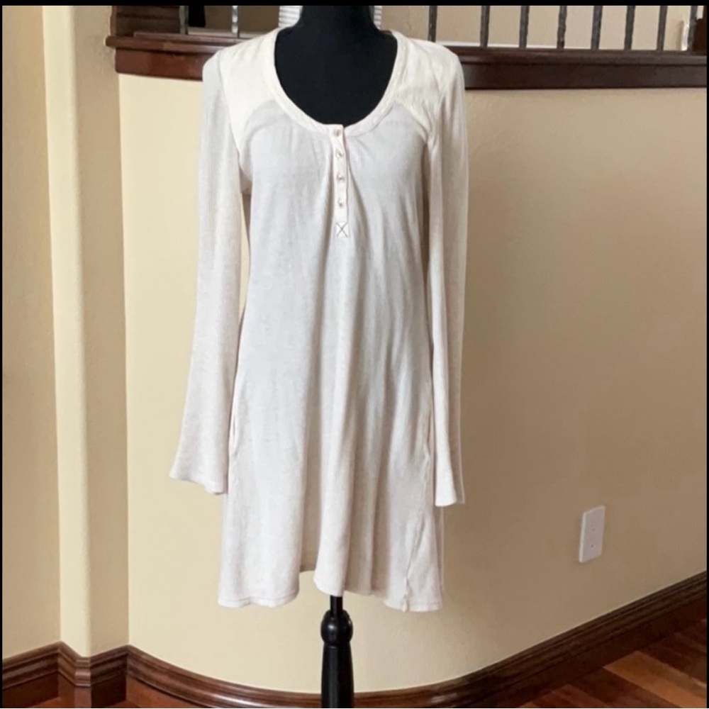 Anthropologie Saturday Sunday Waffle Weave Henley Lounge Dress